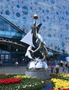 Monument to the dolphins playing with a ball Royalty Free Stock Photo